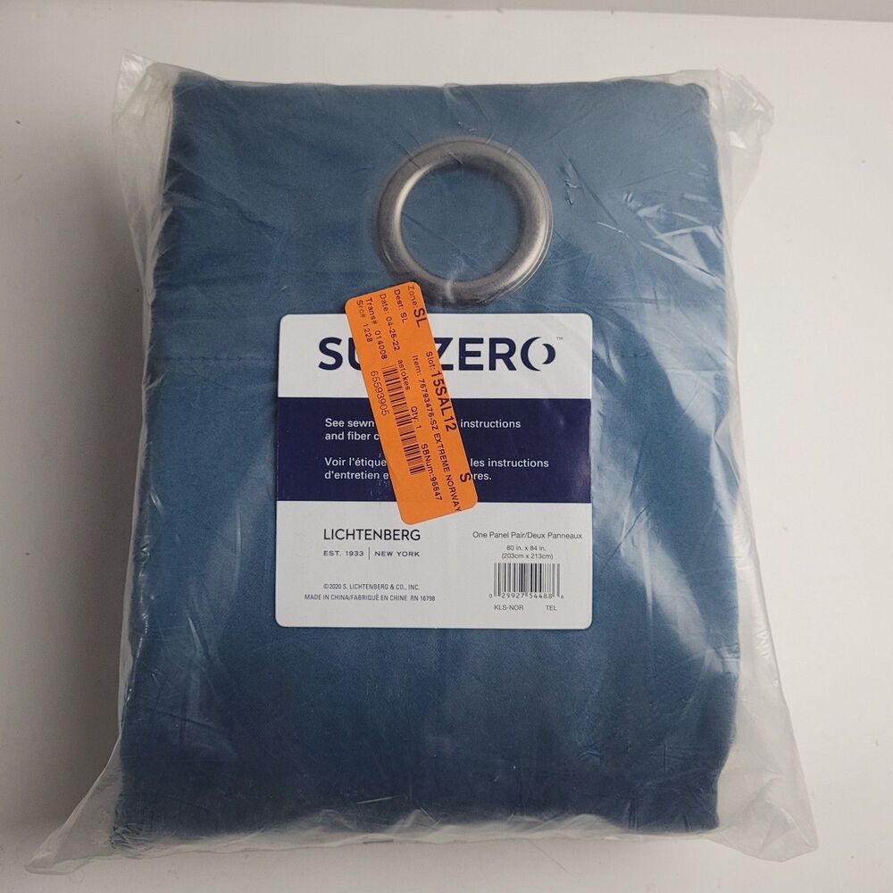 NEW Sun Zero Extreme 2-Pack One Panel Pair Blackout Curtains 80x84 'Teal' #BT2